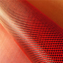 Fibra de carbono 3k+ Kevlar 1500D twill rojo y negro en 1x1