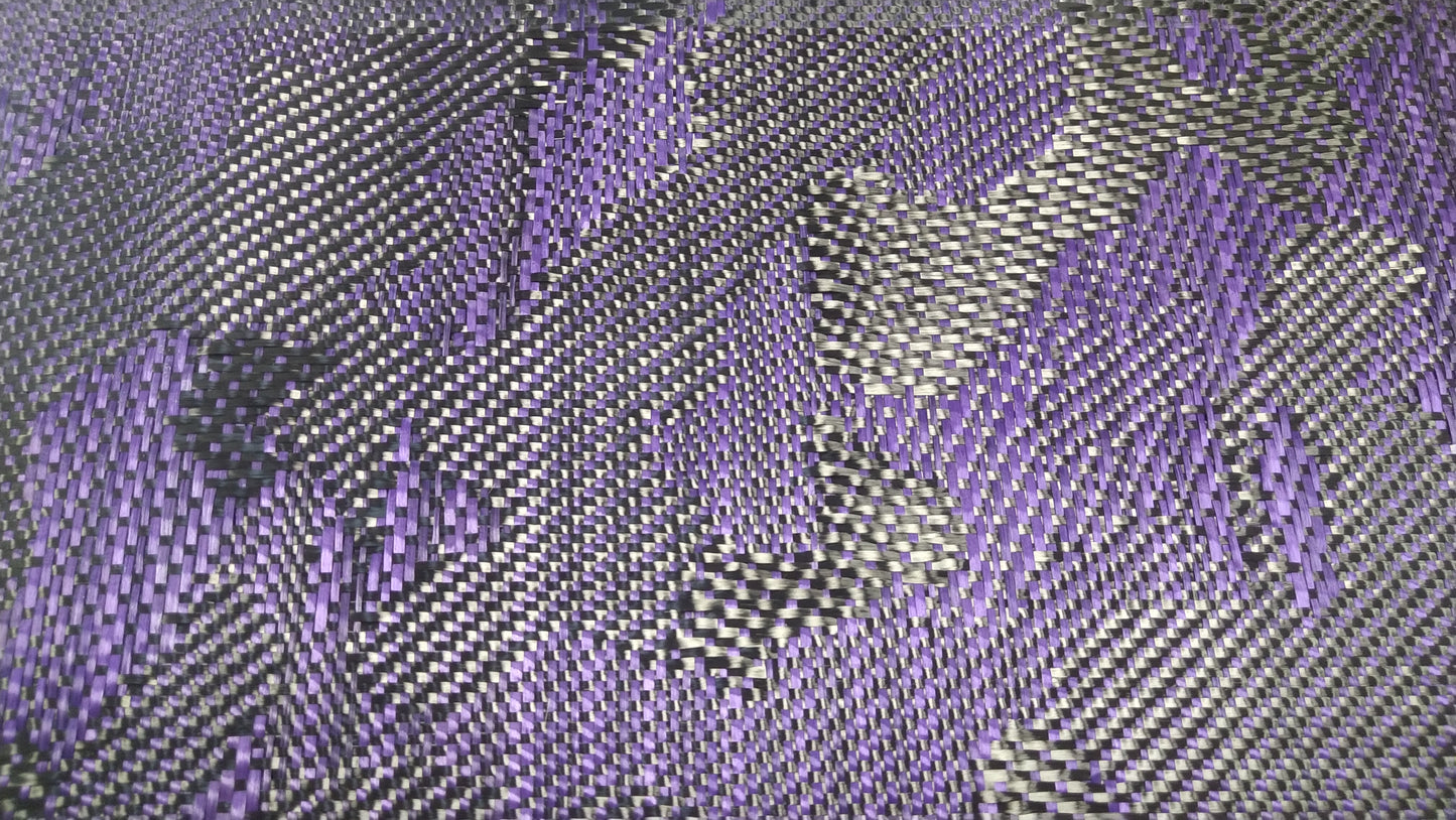 Fibra de carbono 3k+ Kevlar 1500D camouflage morado y negro 1m2